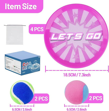 Toss and Catch Ball Set with 6 Paddles 6 Balls, Outdoor Toys for Kids Beach Toy Pool Toys Outdoor Yard Games for 3 4 5 6 7 8 9 10 Year Old Boys Girls, Ideal Gifts for Kids Age 3+