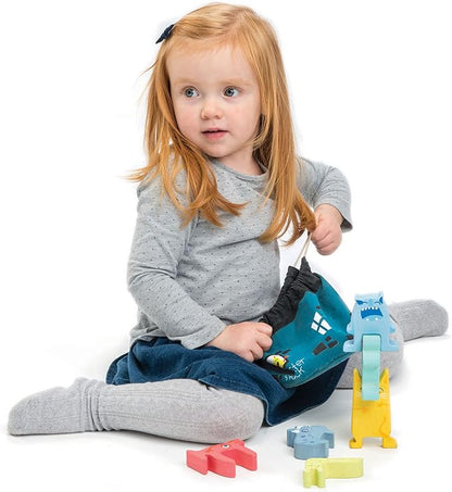 Tender Leaf Toys - Monster Stacker - Early Development Wooden Stacking Toy for Toddlers with Free Drawstring Bag - Convenience for Storage and Travel Play for Kids - Age 3+