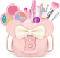 Kids Makeup Kit for Girls - 15 Pcs Real Washable Make Up Set - Non Toxic Toddlers Cosmetic with Letter Mouse Ear Purse - Dress up Birthday Gifts for 3 4 5 6 7 8 Years Old Girls - B