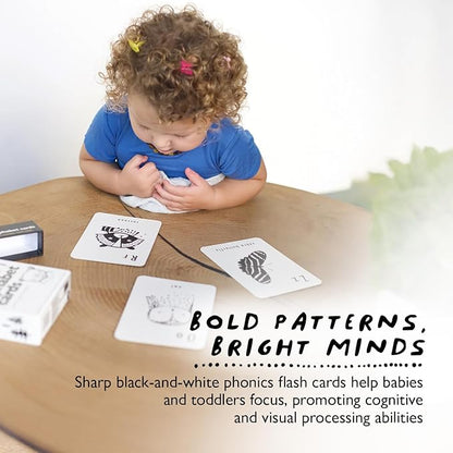 Wee Gallery Educational Flashcards for Babies, Double Sided Black and White Learning Flash cards, Animal Alphabet Cards for Visual Stimulation and Cognitive Development of Infants and Toddlers