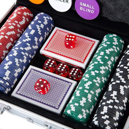 Poker Chip Set - 200PCS Poker Chips with Aluminum Case, 11.5 Gram Chips for Texas Holdem Blackjack