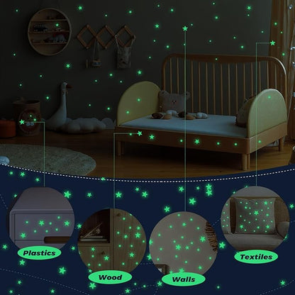 Glow in The Dark Stars Stickers for Ceiling, 514Pcs 3D Room Wall Decor Ceiling Stars Glow in The Dark Star Stickers Wall Decals for Kids Bedding Room or Party Birthday Gift