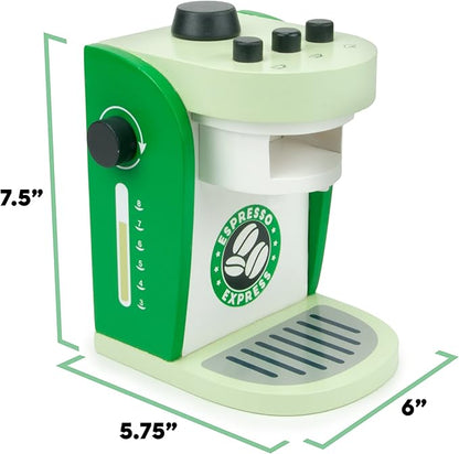 Imagination Generation Espresso Express Coffee Maker Playset, with 2 Cups, 2 Pods, 1 Portafilter, 1 Coffee Maker, Cream & Sugar (8 Pcs)