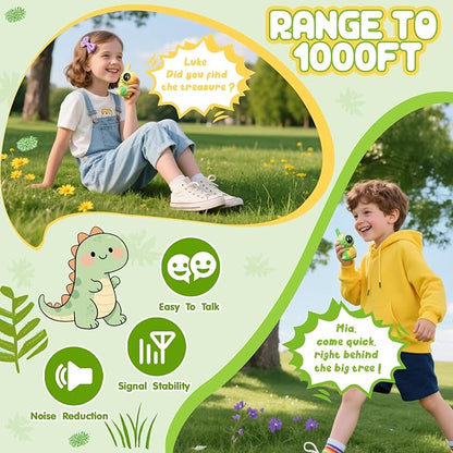 Topsolid Kids Toys Walkie Talkies for Kids 2 Pack, Dinosaur Walkie Talkie with Flashlight, 1000FT Range for Boys Girls Ages 3-12, Outdoor Camping Hiking Gift.