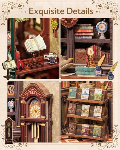 CUTEBEE Book Nook Kit, DIY Miniature House Kits for Adult and Teens, Dollhouse Mini Booknook House Bookshelf Decor, DIY Craft Gifts for Family and Friends（Owl Bookstore）