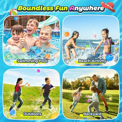 16Pcs Reusable Water Balloons for Kids, Pool Beach Water Toys for Boys and Girls, Summer Toy for Outdoor Games