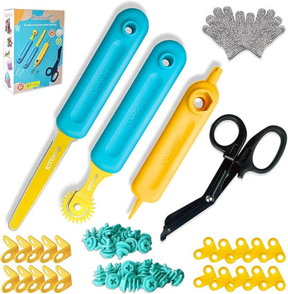 Cardboard Tools for Kids with Cutter &Tool Box, 87 PCS Cardboard Construction Kit for Family & Team Activities, Creative STEM Educational Toys Gift for Boys and Girls Aged 5+