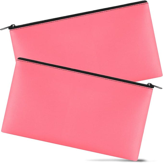 2 Pieces Money Bags with Zipper, 11x6.1 inch Money Pouch, Bank Bag, Cash Bag, Check Wallet, Cosmetics(peach)