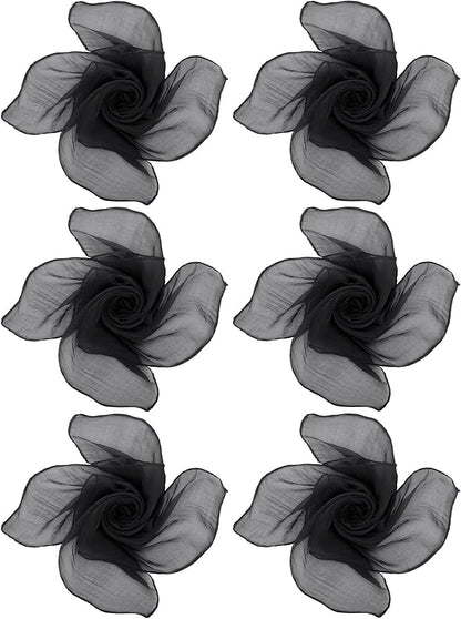 Boao 6 Pieces Chiffon Scarf 1950s Square Neck Head Scarfs Vintage Soft Polyester for Women Lady