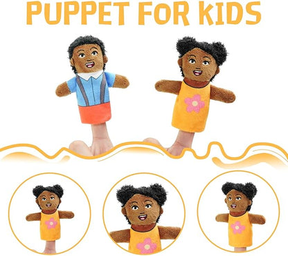 Finger Puppet Family Finger Puppet,6pcs Cute Puppet Mini Plush Toys Teaching Show,Soft Puppet for Kids Family Members Role Playing Birthday Party (African Style)