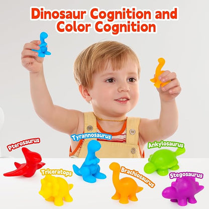 Dinosaur Toys,Color Sorting Toys for Toddlers,Montessori Education Learning Toy,Toddler Activities Sensory Training & Counting Games for 3 Year Old Boys Girls