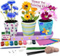 Pinwheel Crafts Flower Pot Painting Kit – Paint Your Own Kids Gardening Set with Seeds, Soil, 8 Paints, 2 Brushes & 3 Pots, DIY Plant Growing Kit for Kids Ages 8-12+, Kid Gardening Set