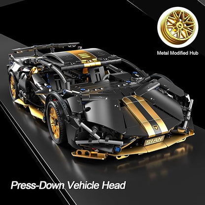 Sport Car Building Block Sets for Adults,Technical Black Race Car Collectible 1:14 Model Scale MOC Engineering Toys Kits Birthday Gifts for Boys Men Teens Car Fans Age 8+ 8-12 12 13 14 14+