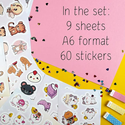 BulbaCraft Kawaii Animal Stickers - Cute Decals for Water Bottles – Cartoon Animal Stickers - Cute Japanese Kawaii Decals, Gifts for Women & Men