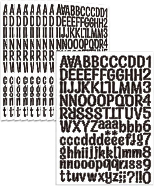 Uniclife 10 Sheets Letter Stickers, 1260 Pcs Scrapbook Stickers, 1 Inch Vinyl Number Alphabet Sticker, Self-Adhesive Stick on Letters for Mailbox Bottles Crafts Posters Decor, Black