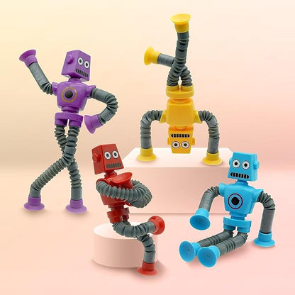 Limpskys 4Pcs Suction Cup Robot Toy,Robot Toys for Kids 3-5 5-7,Autism Sensory Products,Toys for Ages 5-7,Sensory Toys for Kids with Autism