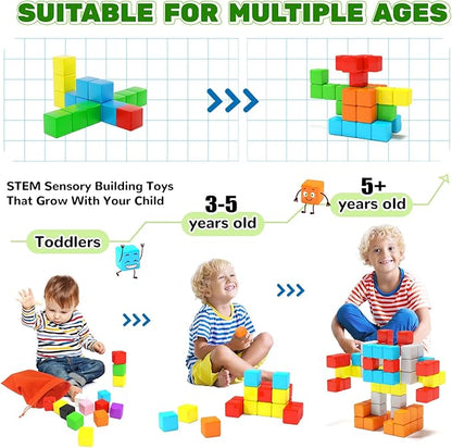 40pcs Magnetic Blocks for Toddler Toys, Magnetic Cubes Building Blocks Classroom Must Haves, STEM Preschool Sensory Magnet Toys for 3 4 5 6 Year Old Boys and Girls