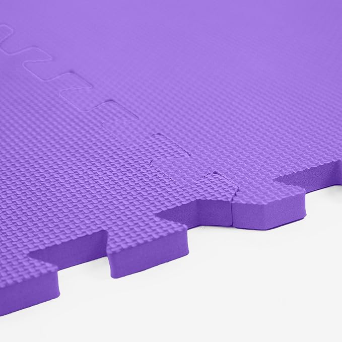 FlooringInc's 1/2" Soft Non-Toxic Baby Play Mat, Toddler Playmat, Colorful Puzzle PlayMat, Floor Mats for Kids & Babies, EVA Foam Interlocking Tiles for Nursery & Playroom | Purple, 12 Tiles, 48 Sq/Ft