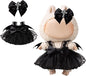 17cm Doll Clothes for Labubu Halloween - Kawaii Chic Style Set for 17cm Dolls, Cute Doll Outfit with Accessories - Black Halloween Dress with Bat + Black Corss Bow (Clothes Only)