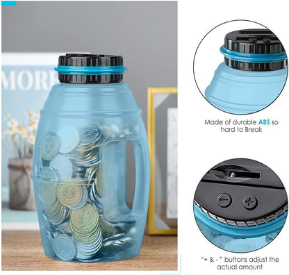 X-Large Piggy Bank for Adults, Vcertcpl Digital Counting Bank with LCD Counter, 2.8L Capacity Coin Bank Money Jar, Designed for All US Coins (Blue2)