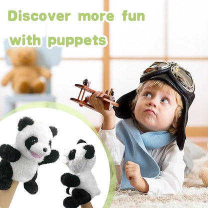 Hand Puppets Plush Panda Puppet,9" Hand Puppets for Kids Realistic Animal Puppets Panda Stuffed Animal Hand Puppets for Toddlers 3, Stuffed Panda Hand Puppets with Movable Mouth Role Gift