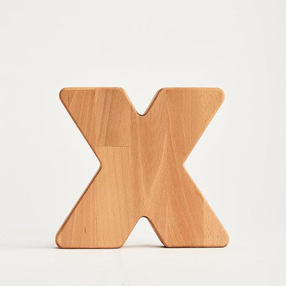 Personalized Wooden Piggy Bank – Custom Letter X Coin Bank in Beech Wood with Clear Acrylic Front, Engraved Name Option, Money Saving Box for Kids and Adults