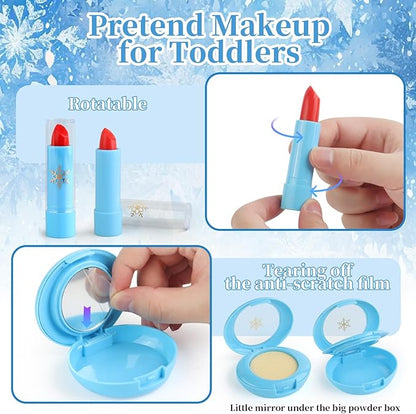 Pretend Makeup for Toddlers 3-5 4-6, Play Makeup for Kids 3-5, Fake Makeup Kit with Toddler Purse, Fake Make Up Set for Little Girls, Toddler Makeup Kit & Frozen Toys for Girls Age 3-4 3-5