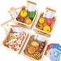 Wooden Play Food Sets for Kids Kitchen,Grocery Store Play Food Set,Play Toy Foods for Toddlers with Mesh Grocery Bag&4 Boxes,Pretend Play Fake Food Accessories Birthday Gifts for Girls Boys