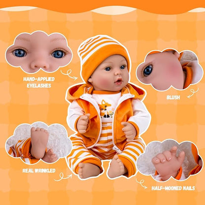 Aori Reborn Baby Dolls Lifelike 18-inch - Realistic Newborn Girl Doll That Look Real, Nice Gift Set for Kids, Parents-to-be, Grandparents