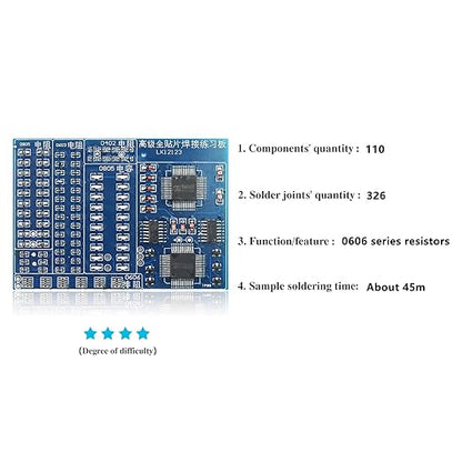 Soldering Practice Kit DIY Blue PCB 0606 Series Resistors SMD SMT Electronics Projects Soldering Kit Simple Welding Skills Learn Soldering Kit for Beginners (02L0804)