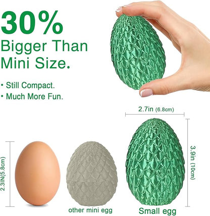 Small Dragon Eggs with Dragon Inside, 3D Printed Surprise Funny Gifts for Kids, Articulated Dragon Fidget Toys for Adults, Executive Desk Toys Office Room Décor (Christmas Green)
