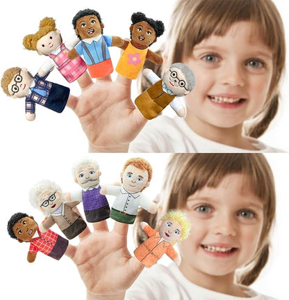 Finger Puppet Family Finger Puppet,6pcs Cute Puppet Mini Plush Toys Teaching Show,Soft Puppet for Kids Family Members Role Playing Birthday Party (African Style)