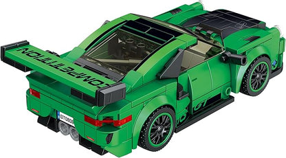 Block Builder Green Porsche 911 Racing Car Building Block Set, Newly Designed Racing Car Building Blocks for Kids and Adults