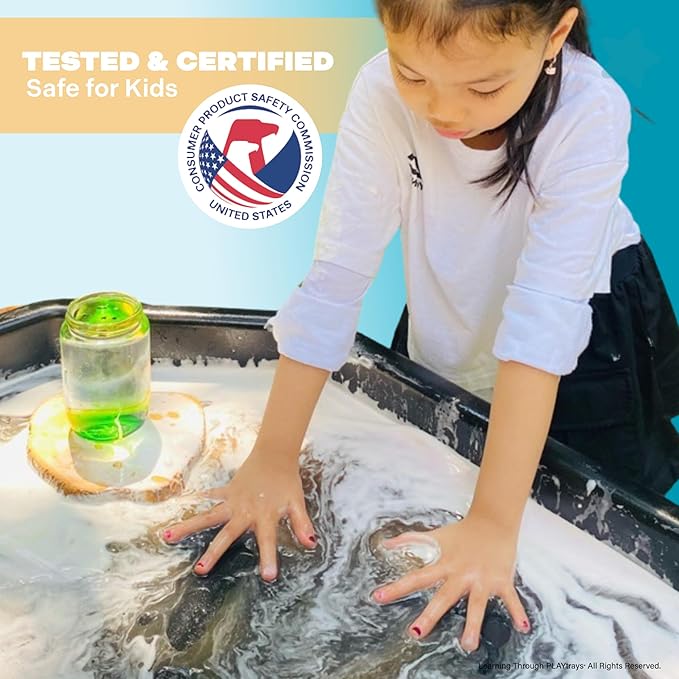 Tuff Tray for Sensory Play (Large, Black) – Premium Textured Play Tray for Toddlers – Sand and Water, Sensory Bin for Preschool, Montessori, Classroom & Home