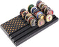 Military Challenge Coins Display Holder,Challenge Coins Stand with American Flag,Army Collectors 6 Rows Military Coin Display Case Rack Solid Wood