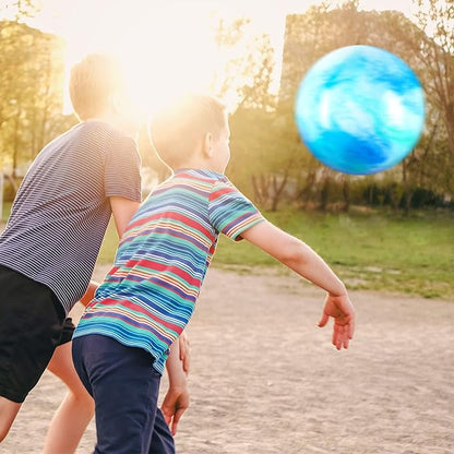 Deekin 2 Pcs 15 Inch 18 Inch Marbleized Bouncy Balls Large Inflatable Rubber Sensory Ball for Playground Outdoor Water(15 Inches,Blue and Green)