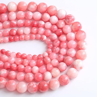 750PCS 10MM Pink Persian Jade Spacer Loose Beads for Jewelry Making DIY Bracelet Necklace 2 Strands