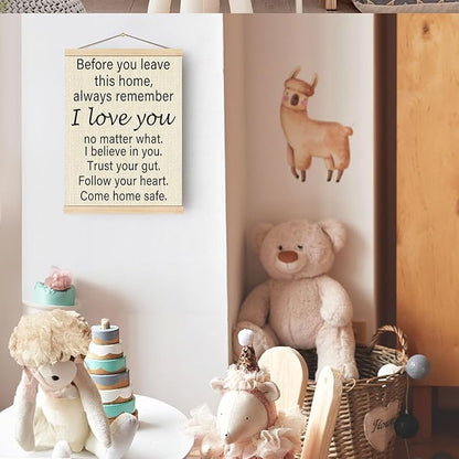 Boat Wades Inspirational Family Poster Hanger Frame For Home,Family Room Decor,Before You Leave This Home Sign Wooden Poster Hangers 12x16 Inch,Love You Bye Sign Wall Art Decor