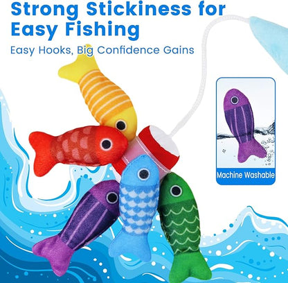 Montessori Toys for 1 Year Old Boy Girl - Toddler Toys Cloth Fishing Game with Stacking Cups - Sorting Learning Baby Toy 12-18 Months One Year Old Boys Girls First Birthday Gifts for 1 2 Year Old