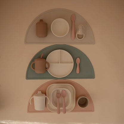 mushie Square Dinnerware Plates for Kids | Made in Denmark, Set of 2 (Ivory)