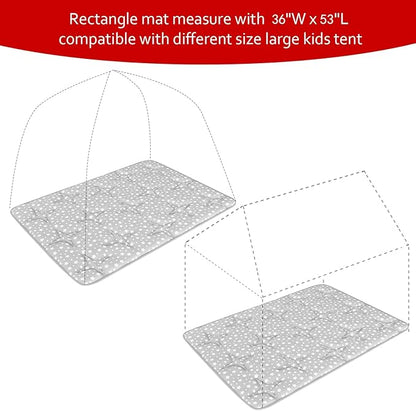 Rectangle Kids Play Mat for Kids Tent Indoor & Outdoor Toddler Tent, Non Slip Kids Play Tent Mat Large Kids Playhouse Tent Mat, Lovely Star Print Padded Washable Mat 53" L x 36" W