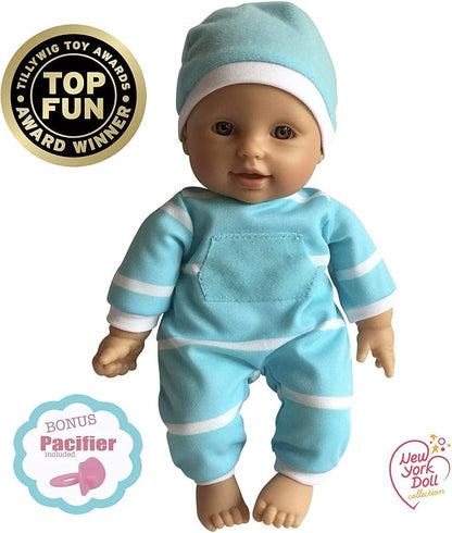 The New York Doll Collection 11 inch Soft Body Baby Doll in Gift Box - 11" Doll Toy for Kids, Boys, Girls and Toddlers - Baby Doll Pacifier Accessory Included
