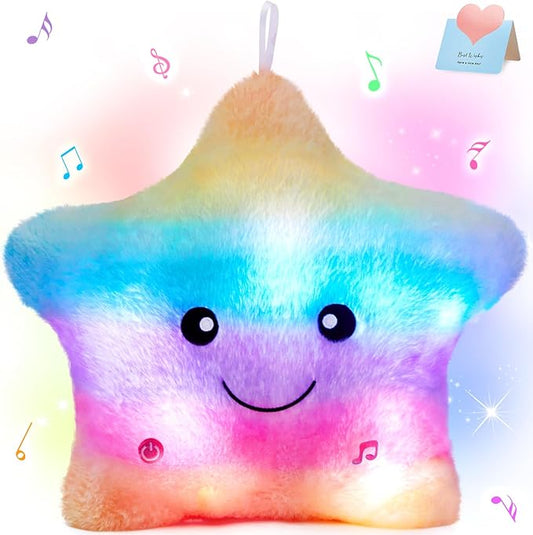 BSTAOFY 13‘’ Rainbow Creative LED Musical Glow Twinkle Star Lullaby Light up Stuffed Animal Toys Soothe Kids Emotions Birthday Christmas for Toddlers Kids