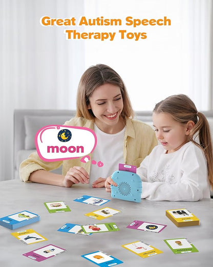 Talking Flash Cards for Toddlers 1 2 3 4 Year Olds, Montessori Language Learning with 224 Words, Pocket Speech Therapy and Autism Playthings, Children's Sensory Educational Device