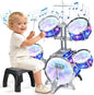 Upgraded Kids Drum Set for Toddlers w/ Light (All Plastic), Musical Gifts Toys for Boys Girls, Kids Jazz Drum Kit for Beginner Music Practice, Christmas Birthday Gift