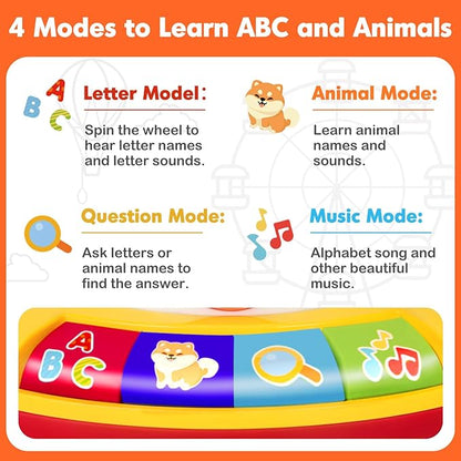 Learning Toy for 1 2 3 Year Old Boys Girls, Spin and Sing Alphabet Musical Toys with Light and Animal Sounds, Interactive Games for Toddlers 12-18 Months, Christmas Birthday Gifts for Baby Ages 1-3