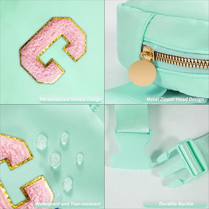 Mini Belt Bag Fanny Pack with Initials Letter Patch Small Crossbody Bags Cute Stuff Birthday Gifts for Teenager Girls Trendy Stuff for Teens - Light Green,C