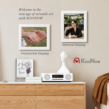 8x10 Picture Frame 2 Pack, White Solid Wood Gallery Photo Frame, Wall Hanging or Tabletop Display