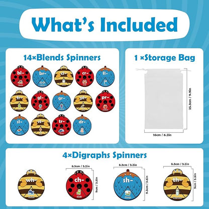 Blends & Digraphs Cards, Phonics Games,Speech Therapy Toys for Toddlers Kids,Learn to Read, Spelling Reading Learning Sight Words Games,Kindergarten Preschool Learning Activities Educational