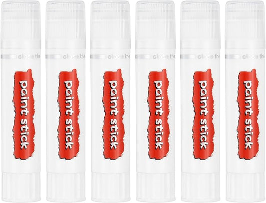 PATIKIL Tempera Paint Sticks, 6 Pcs Solid Tempera Paints Sticks Washable Bulk Markers Pen Quick Drying for Artists Beginners Art Supplies, White